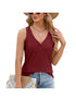 V-neck solid color sleeveless casual camisole T-shirt for women