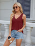V-neck solid color sleeveless casual camisole T-shirt for women