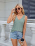 V-neck solid color sleeveless casual camisole T-shirt for women