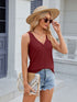 V-neck solid color sleeveless casual camisole T-shirt for women