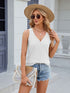 V-neck solid color sleeveless casual camisole T-shirt for women