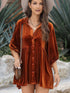Velvet Babydoll Tunic Shirt with 3/4 Sleeves for Women