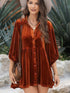 Velvet Babydoll Tunic Shirt with 3/4 Sleeves for Women