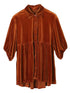 Velvet Babydoll Tunic Shirt with 3/4 Sleeves for Women