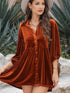 Velvet Babydoll Tunic Shirt with 3/4 Sleeves for Women