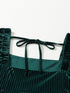 Velvet Green Square Neck Babydoll Dress with Tie Back