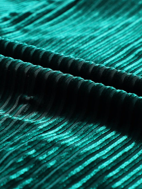 Velvet Green Square Neck Babydoll Dress with Tie Back