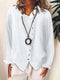 Versatile Solid Button-Up Long Sleeve Blouse