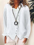 Versatile Solid Button-Up Long Sleeve Blouse
