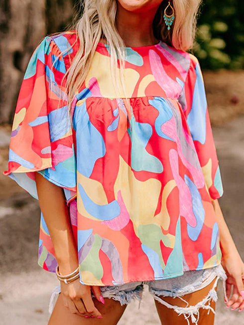 womens-dresses-sloping-shoulder-ruffle-print-dress