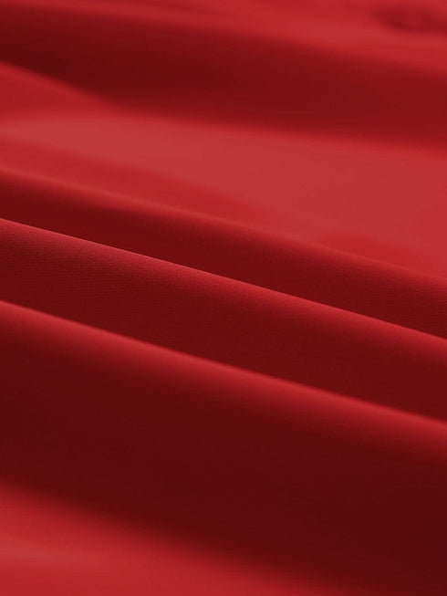 Vibrant Crimson V Neck Blouse with Puffy Sleeves