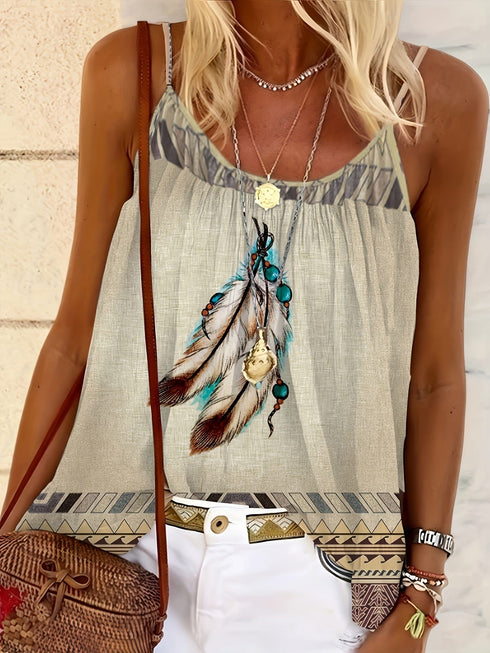 Vibrant Floral Plus Size Round Neck Cami Top for Women