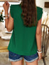 Vibrant Green Pleated Sleeveless Blouse with Frilled Mock Neck