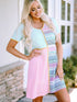 Vibrant Striped Knit A-line Dress with Colorful Patchwork