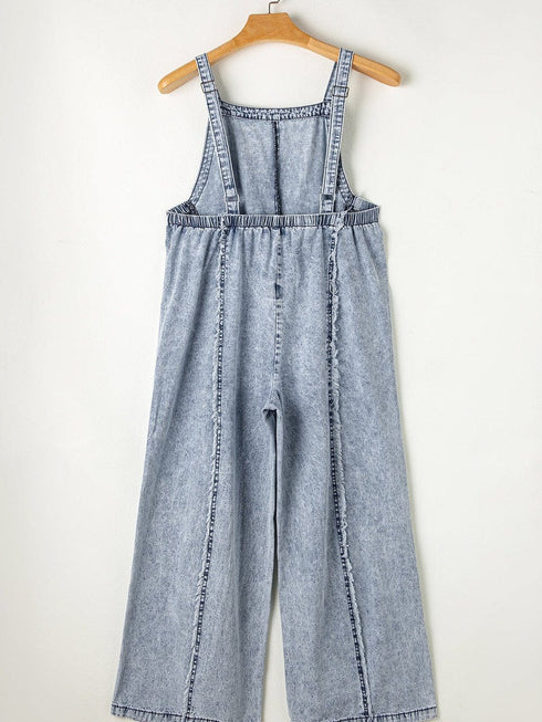Vintage Beau Blue Denim Overall with Frayed Exposed Seam