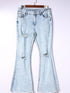 Vintage Blue Acid Wash Flared Denim Jeans