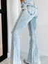 Vintage Blue Acid Wash Flared Denim Jeans