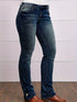 Vintage Embroidered Patchwork Bootcut Button Side Split Denim Jeans