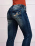 Vintage Embroidered Patchwork Bootcut Button Side Split Denim Jeans