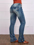 Vintage Embroidered Patchwork Bootcut Button Side Split Denim Jeans