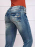 Vintage Embroidered Patchwork Bootcut Button Side Split Denim Jeans