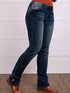 Vintage Embroidered Patchwork Bootcut Button Side Split Denim Jeans