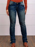 Vintage Embroidered Patchwork Bootcut Button Side Split Denim Jeans
