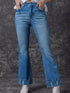 Vintage Embroidered Patchwork Bootcut Button Side Split Denim Jeans