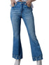 Vintage Embroidered Patchwork Bootcut Button Side Split Denim Jeans