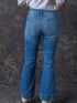 Vintage Embroidered Patchwork Bootcut Button Side Split Denim Jeans