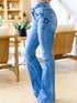 Vintage Embroidered Patchwork Bootcut Button Side Split Denim Jeans