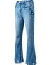 Vintage Embroidered Patchwork Bootcut Button Side Split Denim Jeans