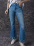 Vintage Embroidered Patchwork Bootcut Button Side Split Denim Jeans