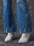 Vintage Embroidered Patchwork Bootcut Button Side Split Denim Jeans
