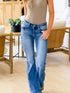 Vintage Embroidered Patchwork Bootcut Button Side Split Denim Jeans