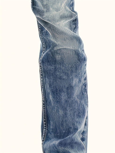 Vintage Ivory Top-Stitching Mid-Rise Boot Cut Denim Jeans