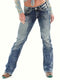 Vintage Ivory Top-Stitching Mid-Rise Boot Cut Denim Jeans