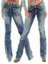 Vintage Ivory Top-Stitching Mid-Rise Boot Cut Denim Jeans
