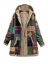 Vintage Patchwork Printed Long Sleeve Button-Up Hooded Coat