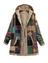 Vintage Patchwork Printed Long Sleeve Button-Up Hooded Coat