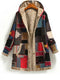 Vintage Patchwork Printed Long Sleeve Button-Up Hooded Coat
