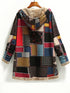 Vintage Patchwork Printed Long Sleeve Button-Up Hooded Coat
