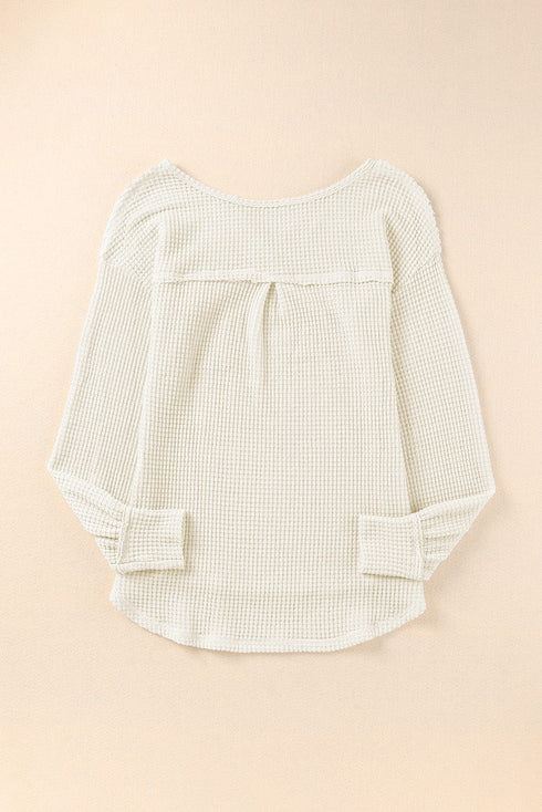 Waffle Button Long Sleeve Shirt Coat