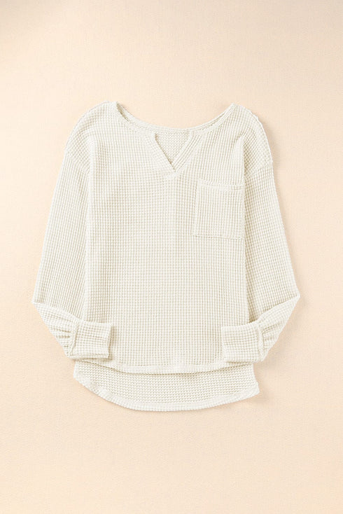 Waffle Button Long Sleeve Shirt Coat