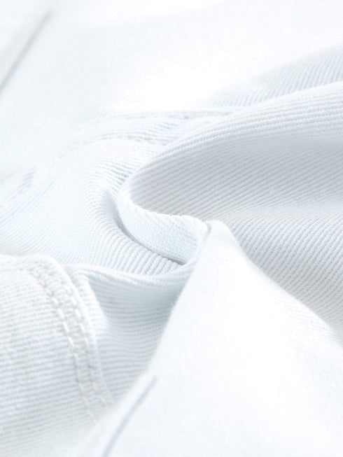 White Distressed Frayed Denim Shorts