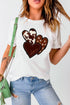 White Heart Print Western Graphic Tee for Valentine's Day