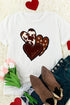 White Heart Print Western Graphic Tee for Valentine's Day
