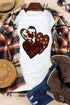 White Heart Print Western Graphic Tee for Valentine's Day