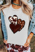 White Heart Print Western Graphic Tee for Valentine's Day