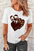 White Heart Print Western Graphic Tee for Valentine's Day